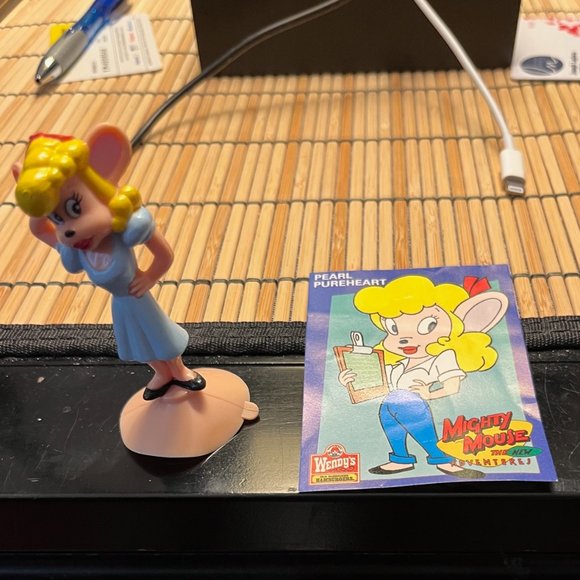 Vintage Rare 1989 Wendy's Kids Toys Mighty Mouse Cartoon Suction Cup Figures 3” - Picture 7 of 8